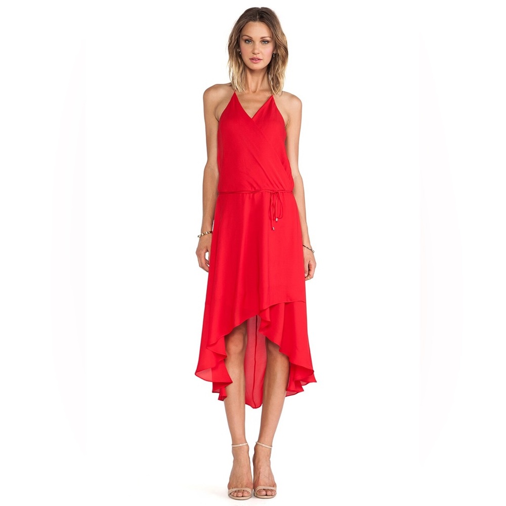 Haute Hippie Wrap Halter Dress High Low Hem Dress 100% Silk